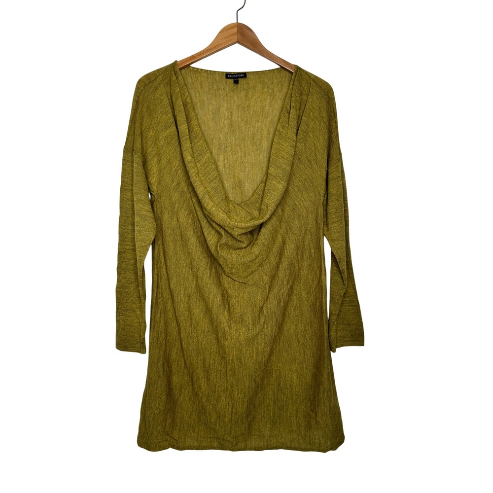 Eileen Fisher Tunic Sweater Cowl Neck 100% Baby Alpaca Size L Long Sleeve